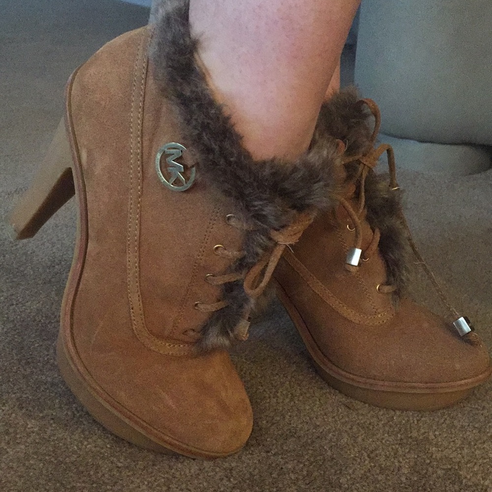 Michael Kors Suede with fur trim short boots